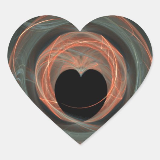 Blauw en rood Fractal Art Omcirkeld Hart Sticker (Voorkant)