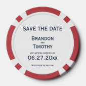 Blauw en rood Gay Save The Date Poker Chips (Achterkant)
