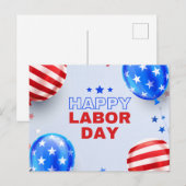 Blauw en Rood Geïllustreerde Gelukkige Dag van de  Briefkaart (Voorkant / Achterkant)