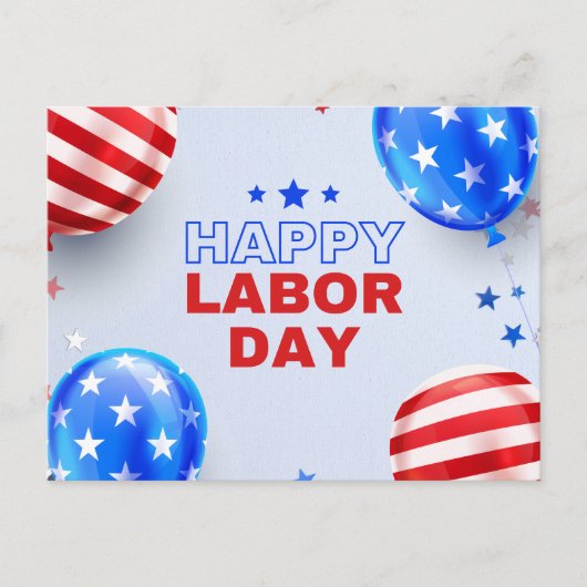 Blauw en Rood Geïllustreerde Gelukkige Dag van de  Briefkaart (Voorkant)