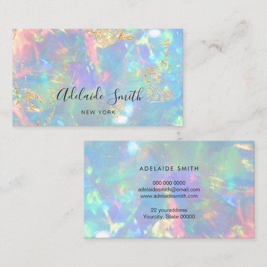 blauw en rood geïnspireerd op het opal visitekaartje (Voorkant / Achterkant)