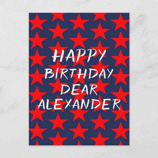 Blauw en rood gelukkig verjaardagslied  briefkaart (Voorkant)