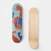 Blauw en rood geometrisch patroon persoonlijk skateboard (Voorkant)