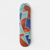 Blauw en rood geometrisch patroon persoonlijk skateboard (Voorkant)