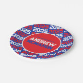 Blauw en Rood Gepersonaliseerd Afstuderen Papieren Bordje (Gekanteld)