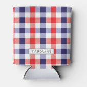 Blauw en Rood geruite Custom Name Cooler (Voorkant)