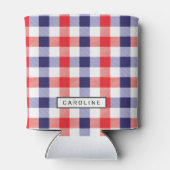 Blauw en Rood geruite Custom Name Cooler (Achterkant)