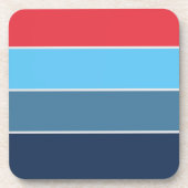 Blauw en rood gestreept bier onderzetter (Voorkant)