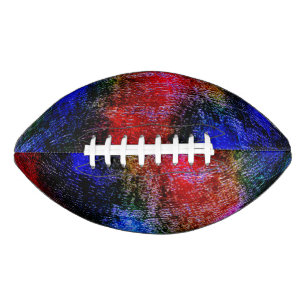 Blauw en rood, gevild met "olieverf" american football