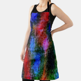 Blauw en rood, gevild met "olieverf" schort