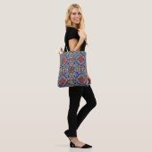 Blauw en rood Glas in lood Tote Bag (Op model)