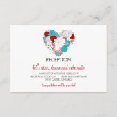 Blauw en Rood Griljardig Bloemhart Ontvangstkaart Informatiekaartje (Voorkant)