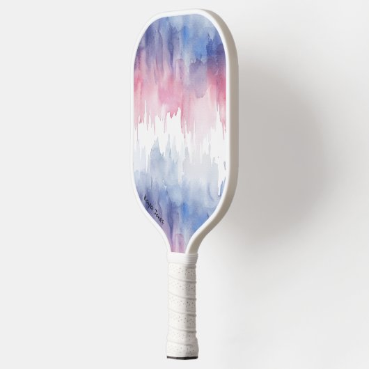 Blauw en rood grillige gepersonaliseerde Waterverf Pickleball Paddle (Links)