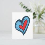 Blauw en rood hart briefkaart (Staand voorkant)