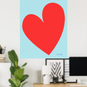 Blauw en rood hart jongenskamer poster (Thuiskantoor)