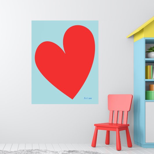 Blauw en rood hart jongenskamer poster (Kinderkamer 1)
