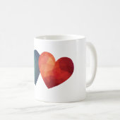 Blauw en rood hart moderne hitech koffiemok (Voorkant rechts)