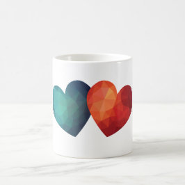 Blauw en rood hart moderne hitech koffiemok