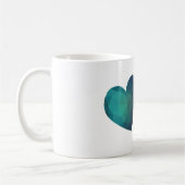 Blauw en rood hart paar modern hitech koffiemok (Links)