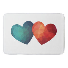 Blauw en rood hartpaar modern hitteontwerp badmat