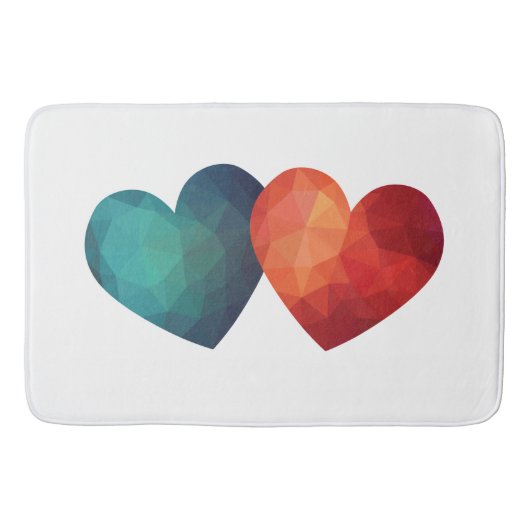 Blauw en rood hartpaar modern hitteontwerp badmat (Voorkant)
