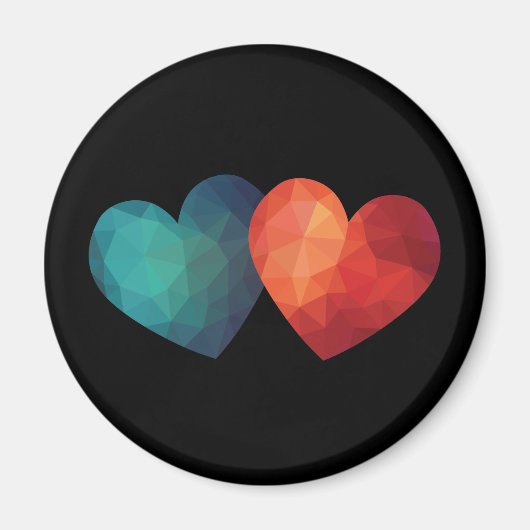 Blauw en rood hartpaar modern hitteontwerp magneet (Voorkant)