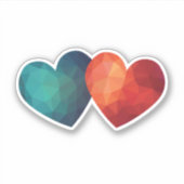 Blauw en rood hartpaar modern hitteontwerp sticker (Voorkant)