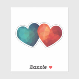 Blauw en rood hartpaar modern hitteontwerp sticker