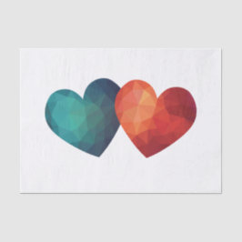 Blauw en rood hartpaar modern hitteontwerp tissuepapier