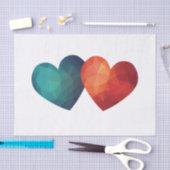 Blauw en rood hartpaar modern hitteontwerp tissuepapier (Craft)