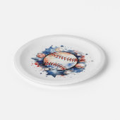 Blauw en Rood Honkbal Papieren Bordje (Gekanteld)