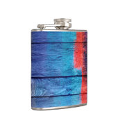 Blauw en rood hout Vintage #2 Heupfles (Rechts)