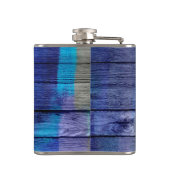 Blauw en rood hout Vintage #2 Heupfles (Achterkant)