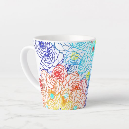 Blauw en rood Intricate Vloerpatroon Latte Mok (Linkerhoek)