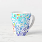 Blauw en rood Intricate Vloerpatroon Latte Mok (Rechterhoek)