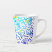 Blauw en rood Intricate Vloerpatroon Latte Mok (Rechts)