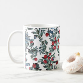 Blauw en rood kerstbesjes patroon koffiemok