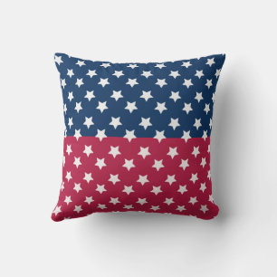 Blauw en rood kleurblok met witte sterren kussen