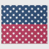 Blauw en rood kleurenblok met witte sterren cadeaupapier (Vlak)