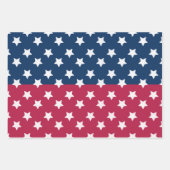 Blauw en rood kleurenblok met witte sterren inpakpapier vel (Voorkant)