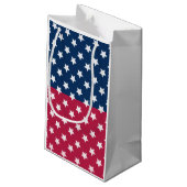 Blauw en rood kleurenblok met witte sterren klein cadeauzakje (Achterkant Gekanteld)