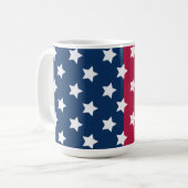 Blauw en rood kleurenblok met witte sterren koffiemok (Voorkant links)