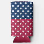 Blauw en rood kleurenblok met witte sterren seltzer blikjeskoeler (Achterkant)