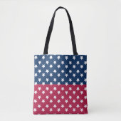 Blauw en rood kleurenblok met witte sterren tote bag (Voorkant)