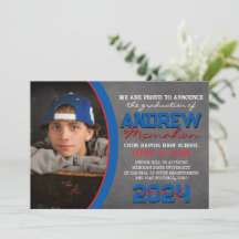 Blauw en rood krijtbord Afstuderen Aankondiging