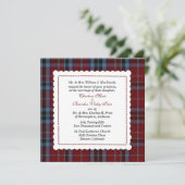 Blauw en rood MacTavish Tartan Aangepaste bruiloft Kaart (Staand voorkant)