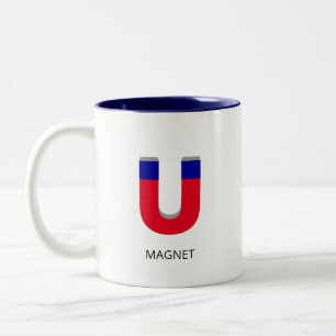 Blauw en rood magneet tweekleurige koffiemok