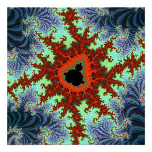 Blauw en rood Mandelbrot Fractal Perfect Poster
