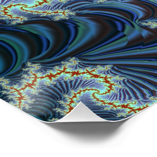 Blauw en rood Mandelbrot Fractal Perfect Poster (Hoek)