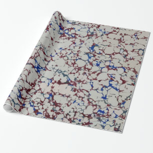 Blauw en rood marmer cadeaupapier